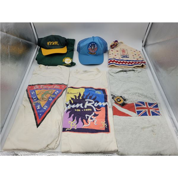 VTG Clothing Lot w/ Sun Run T-Shirts, YVR Hat, & More