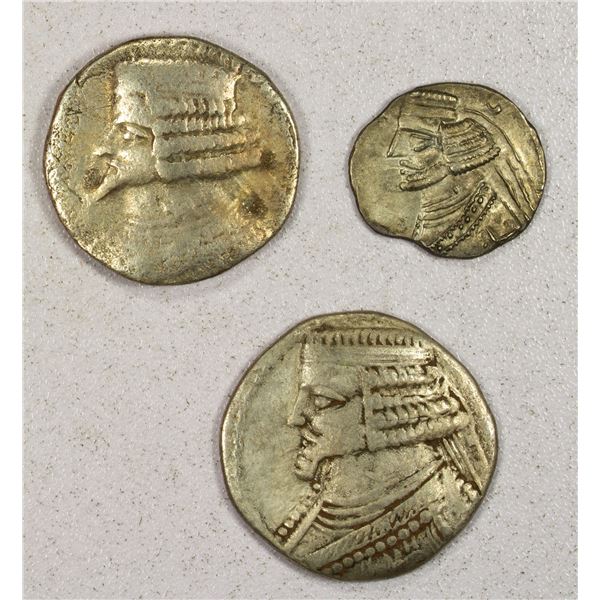 PERSIA: PARTHIAN KINGDOM: LOT of 1 drachm and 2 tetradrachms