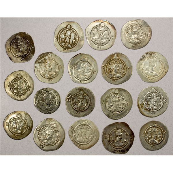 PERSIA: SASANIAN KINGDOM: Khusro I, 531-579, LOT of 18 silver drachms