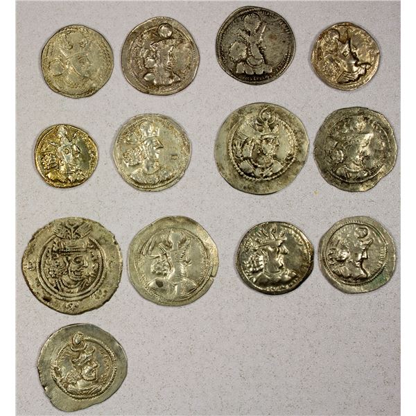 PERSIA: SASANIAN KINGDOM: LOT of 13 silver drachms