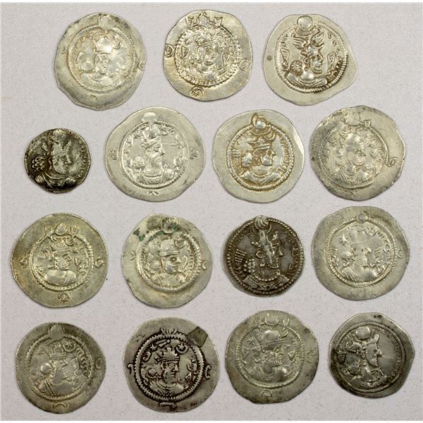PERSIA: SASANIAN KINGDOM: LOT of 15 silver drachms