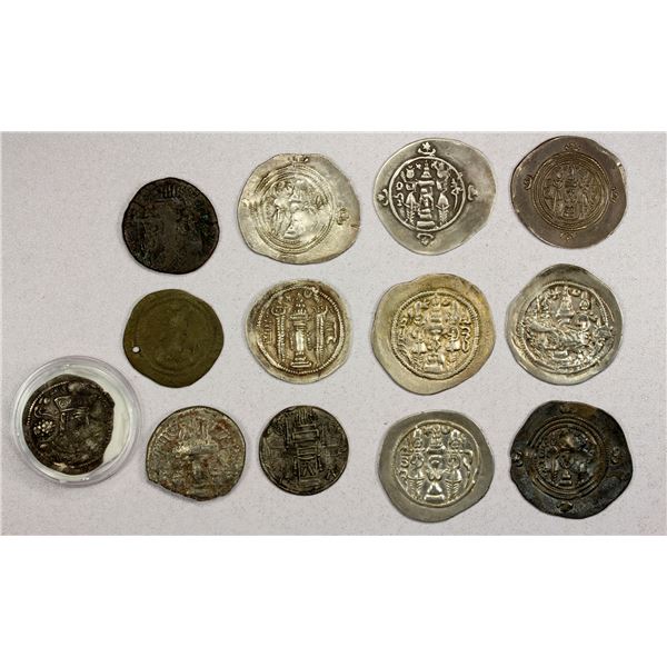 PERSIA: SASANIAN KINGDOM: LOT of 11 silver & 2 copper coins