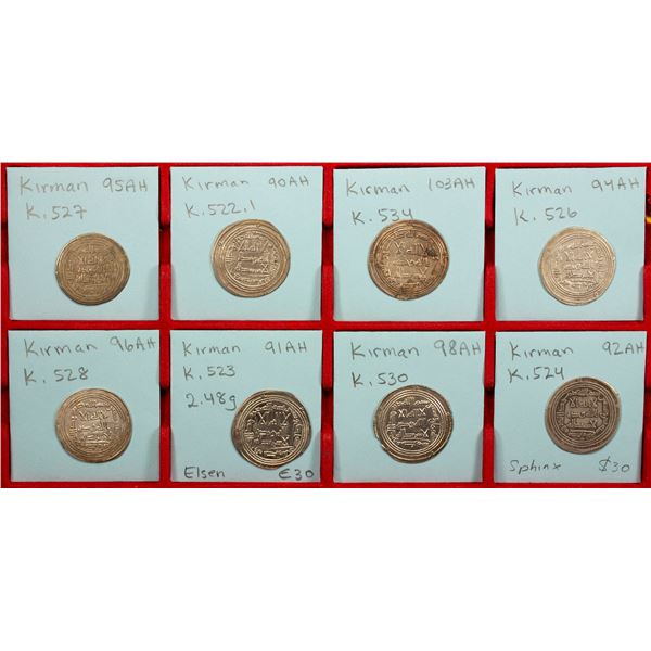 UMAYYAD: LOT of 8 silver dirhams