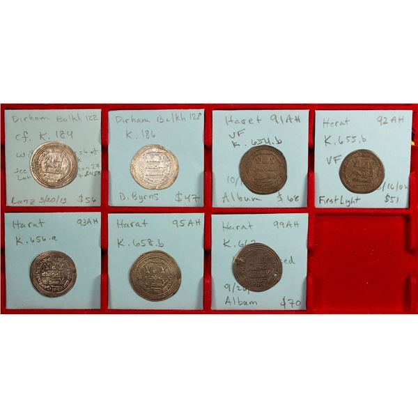 UMAYYAD: LOT of 9 silver dirhams, al-Taymara & al-Jazira mints