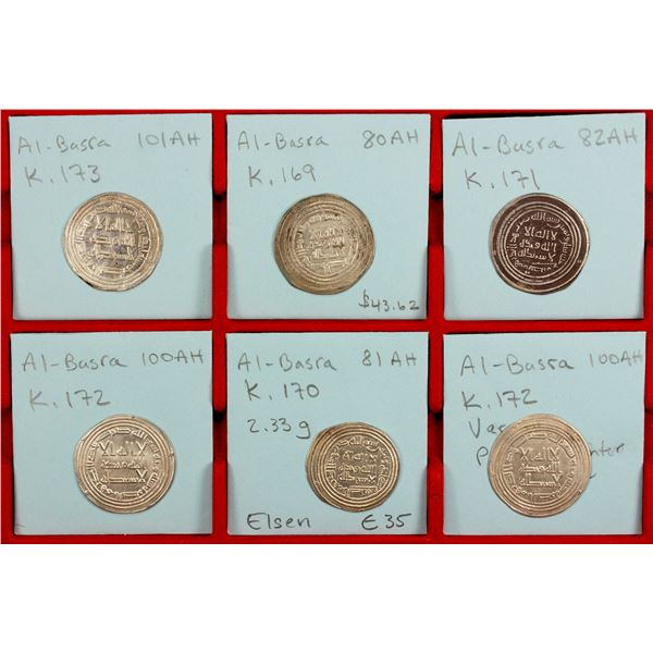 UMAYYAD: LOT of 6 silver dirhams