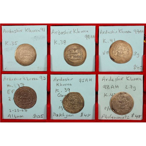 UMAYYAD: LOT of 6 silver dirhams