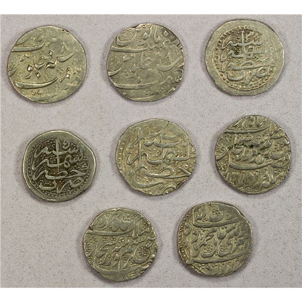 AFGHANISTAN: DURRANI: LOT of 8 silver rupees of Kashmir mint