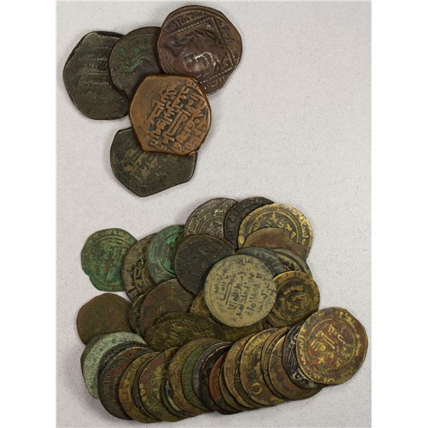 MEDIEVAL ISLAMIC: LOT of 46 small & 5 large copper coins