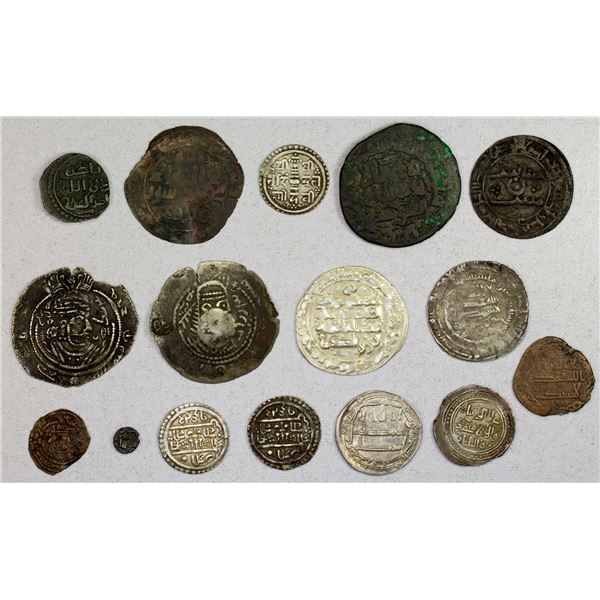 MEDIEVAL ISLAMIC: LOT of 7 silver and 6 copper coins, plus 3 silver of Nepal