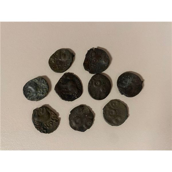 ANCIENT INDIA: SATAVAHANA: LOT of 9 copper units