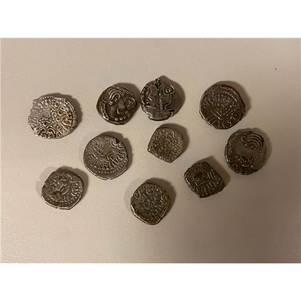 ANCIENT INDIA: GUPTA & SUBSEQUENT KINGDOMS: LOT of 10 silver drachms