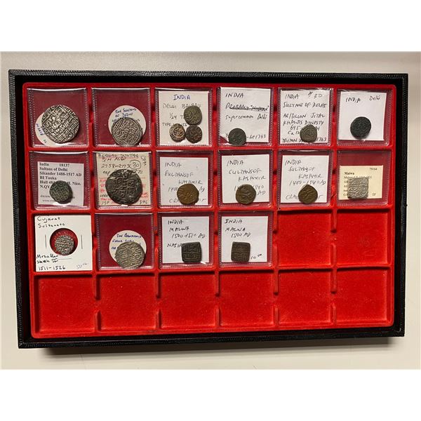 INDIA: SULTANATES: LOT of 6 silver and 12 copper coins