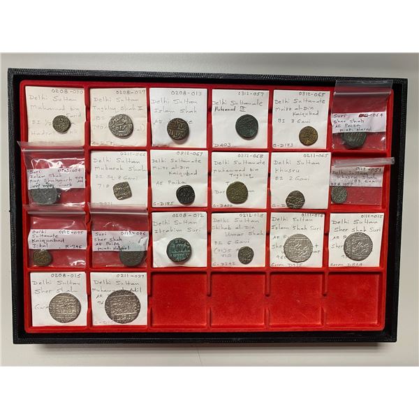 DELHI: LOT of 4 silver rupees and 16 base metal coins