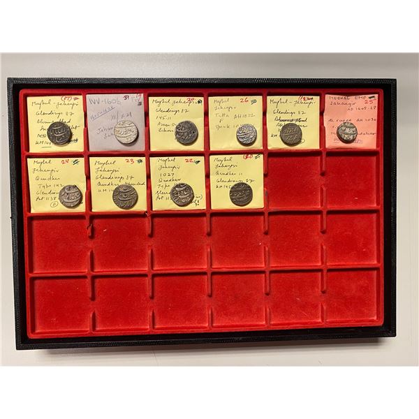 MUGHAL: Jahangir, 1605-1628, LOT of 10 silver rupees