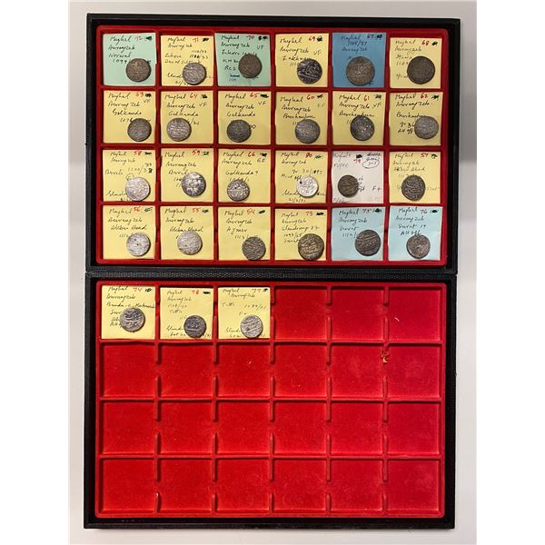 MUGHAL: Aurangzeb, 1658-1707, LOT of 27 silver rupees