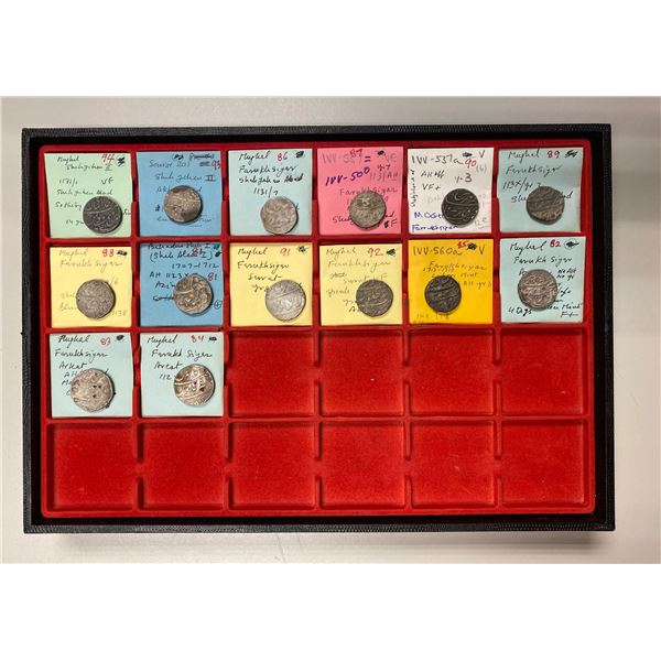 MUGHAL: Farrukhsiyar, 1713-1719, etc.: LOT of 14 silver rupees