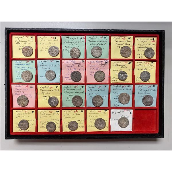 MUGHAL: Muhammad Shah, 1719-1748, LOTof 23 silver rupees