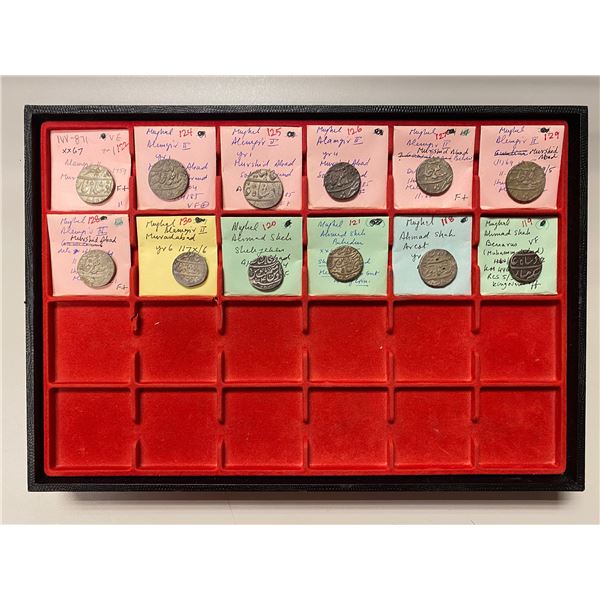 MUGHAL: Ahmad Shah Bahadur, 1748-1754 & Alamgir II, 1754-1759, LOT of 12 silver rupees