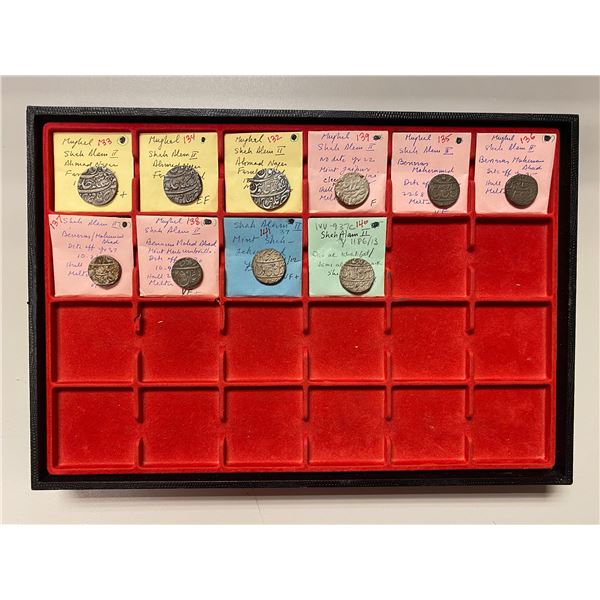 MUGHAL: Shah Alam II, 1759-1806, LOT of 10 silver rupees