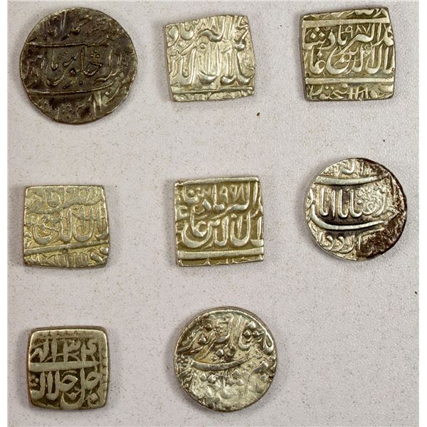 MUGHAL: LOT of 8 silver coins