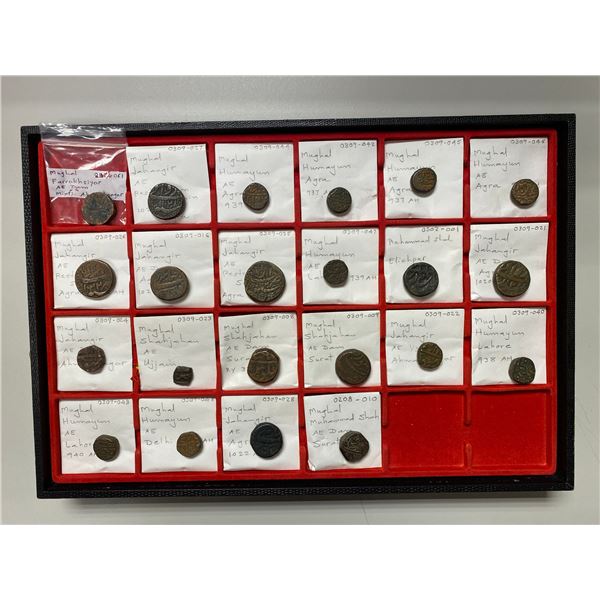 MUGHAL: LOT of 22 copper coins, various denominations