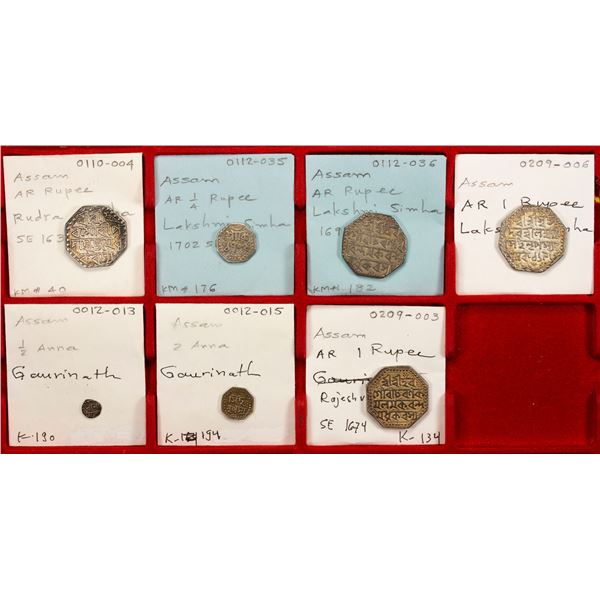 ASSAM: LOT of 7 silver coins
