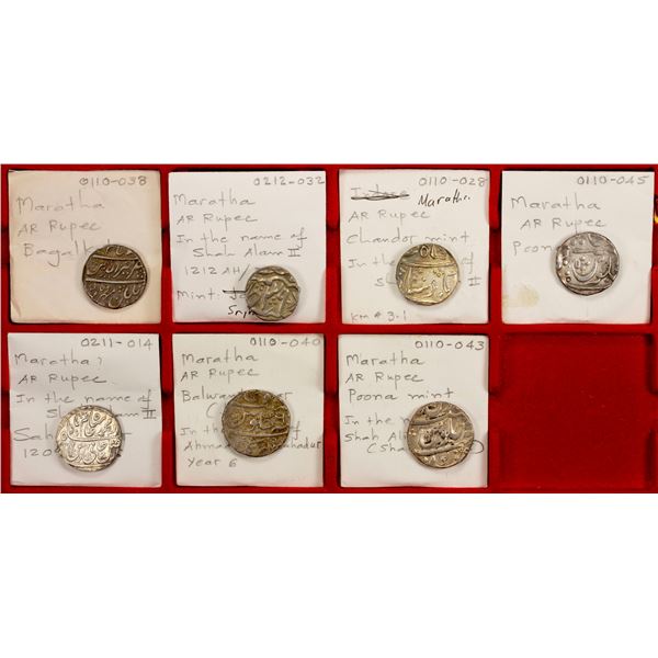 MARATHA CONFEDERACY: LOT of 7 silver rupees