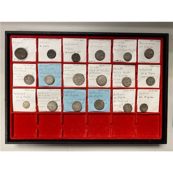 INDIAN STATES: LOT of 15 silver and 3 copper coins