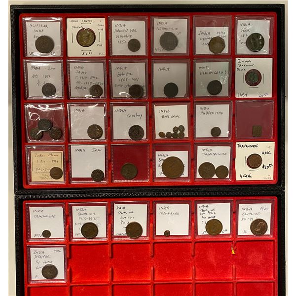 INDIAN STATES: LOT of 39 copper coins
