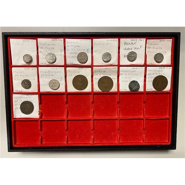 INDIAN STATES: LOT of 8 silver and 5 copper coins