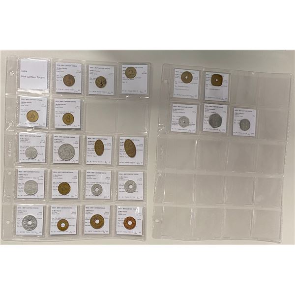 BRITISH INDIA & REPUBLIC: COLLECTION of 22 mint canteen tokens