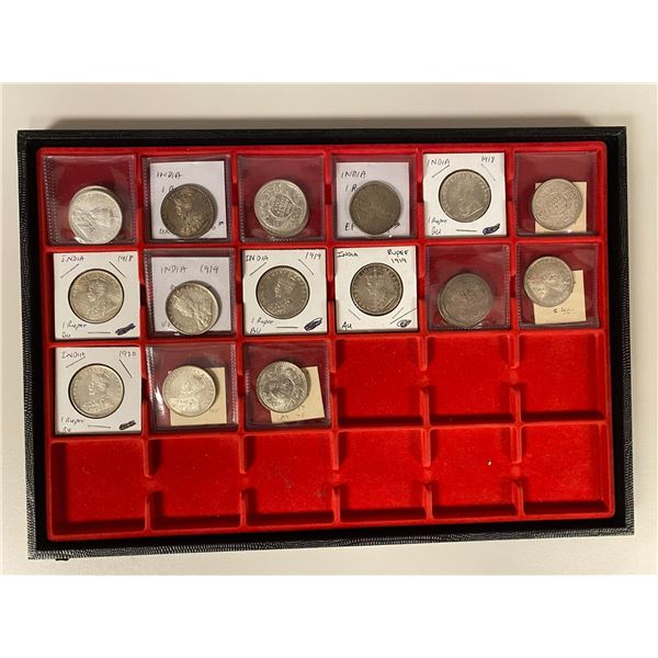 BRITISH INDIA: George V, 1910-1936, LOT of 18 AR rupees