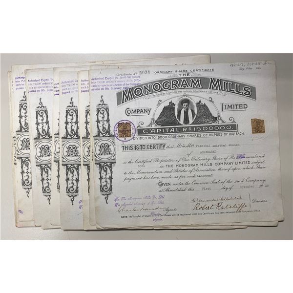 BRITISH INDIA: LOT of 17 stock certificates