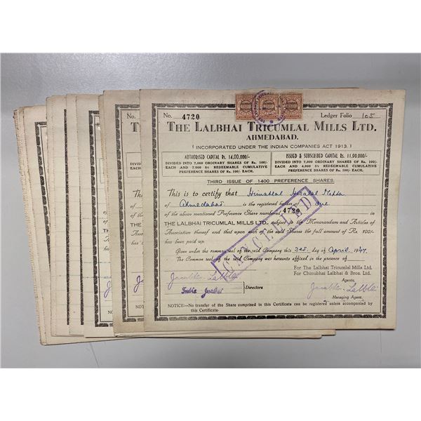 BRITISH INDIA: LOT of 23 stock certificates