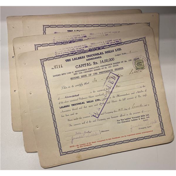 BRITISH INDIA: LOT of 24 stock certificates