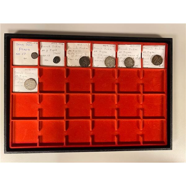 FRENCH INDIA: LOT of 7 silver coins