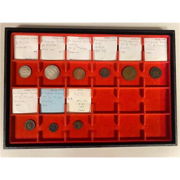PORTUGUESE INDIA: LOT of 2 silver and 7 copper coins