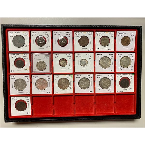 INDIA & STATES: LOT of 19 coins