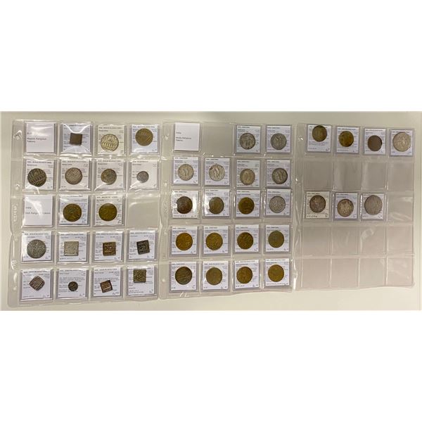 INDIA: LOT of 30 copper/brass & 10 silver religious tokens