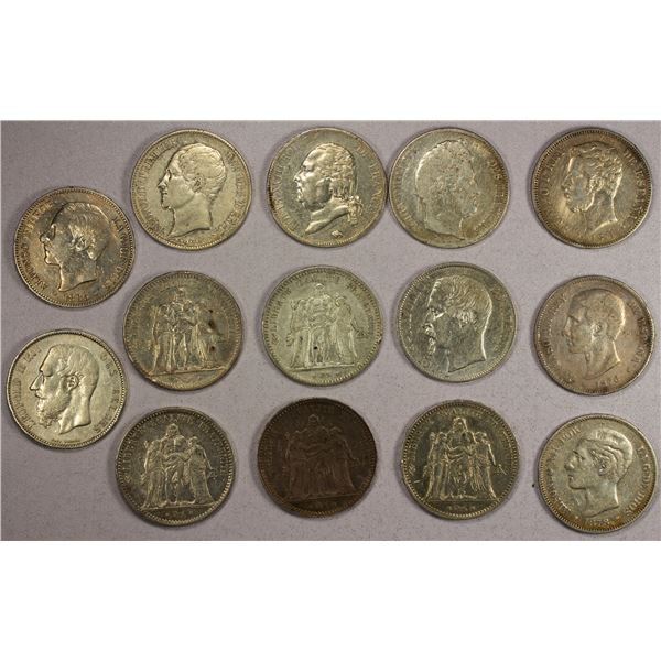 BELGIUM, FRANCE, AND SPAIN: LOT of 14 coins