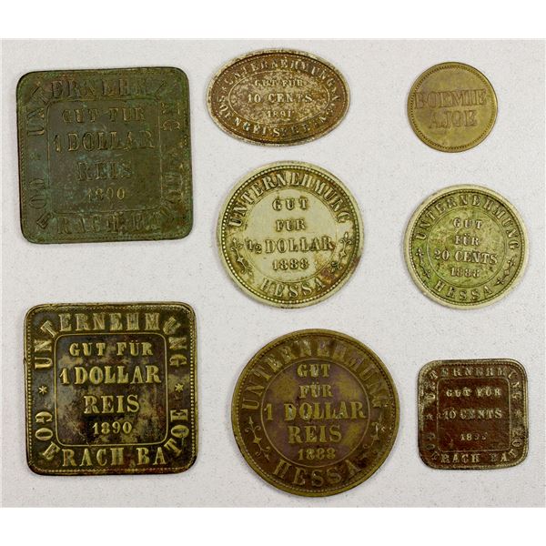 NETHERLANDS EAST INDIES: LOT of 8 plantation tokens