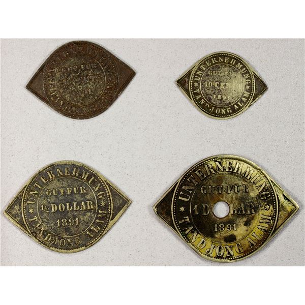 NETHERLANDS EAST INDIES: LOT of 4 plantation tokens