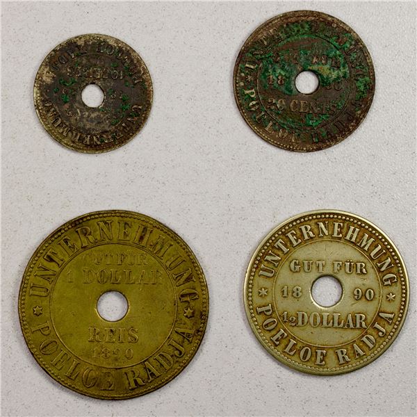 NETHERLANDS EAST INDIES: LOT of 4 plantation tokens