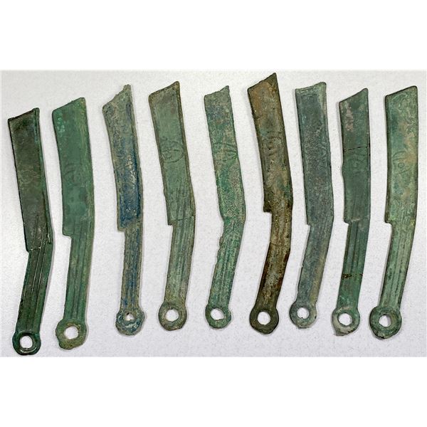 ANCIENT CHINA: WARRING STATES: State of Yan, 400-220 BC, LOT of 9 knife money