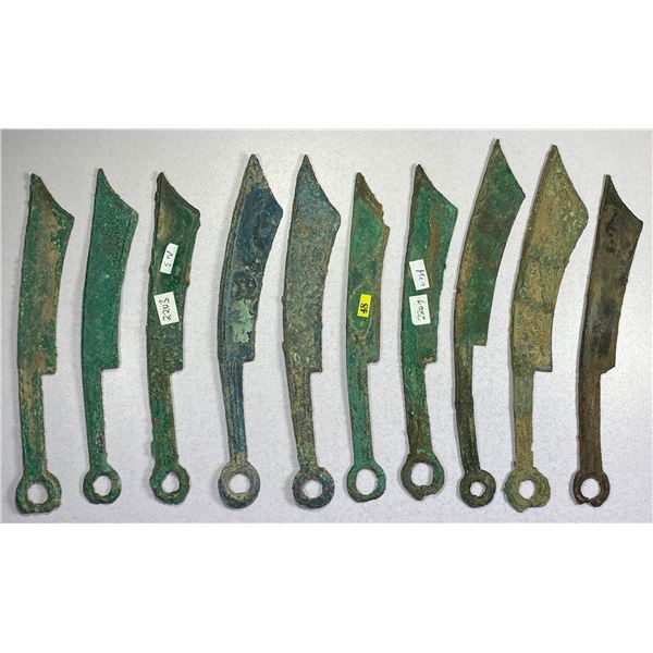 ANCIENT CHINA: WARRING STATES: State of Yan, 600-400 BC, LOT of 10 AE knife money