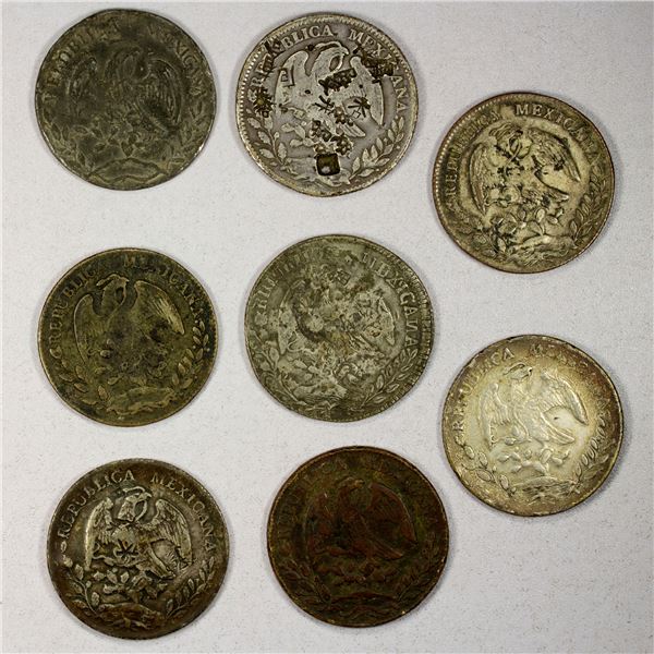 CHINA: CHOPMARKED COINS: MEXICO, LOT of 8 contemporary counterfeits