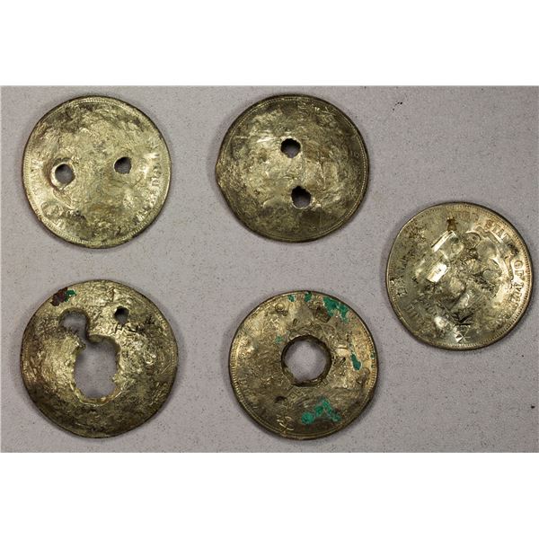 CHINA: CHOPMARKED COINS: UNITED STATES, LOT of 5 AR trade dollars