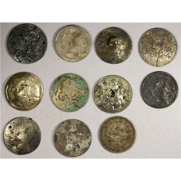 CHINA: CHOPMARKED COINS, LOT of 11 silver crowns