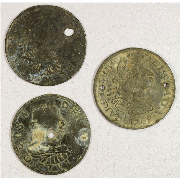 CHINA: LOT of 3 tin burial tokens, XF