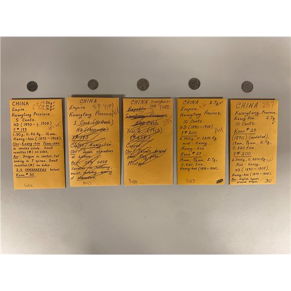 KWANGTUNG: Empire, LOT of 21 silver coins